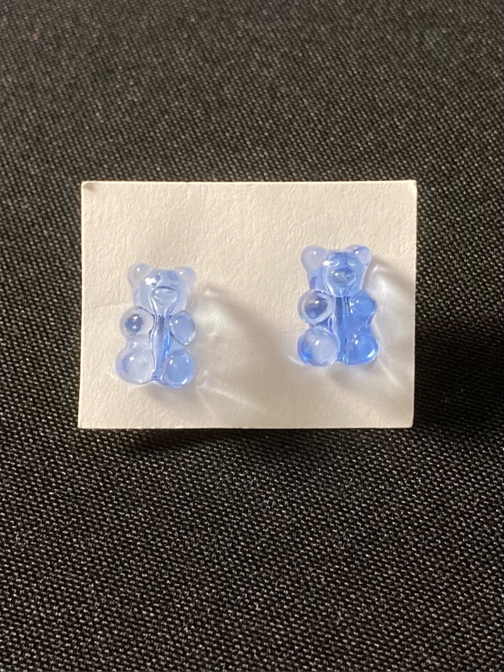 Handmade Light Blue Transparent Gummy Bear Stud Earrings